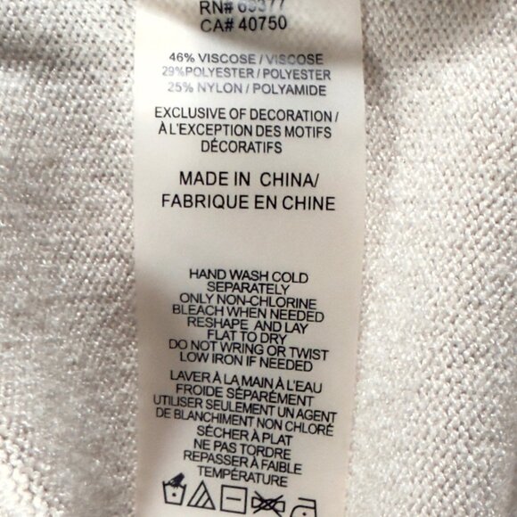 GREY Jason Wu Chain Trim V-Neck Sweater Beige S Minimalist Quiet Luxury Knit - Picture 7 of 11